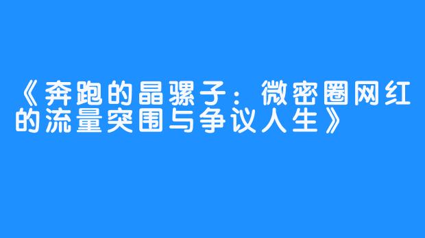 《奔跑的晶骡子：微密圈网红的流量突围与争议人生》