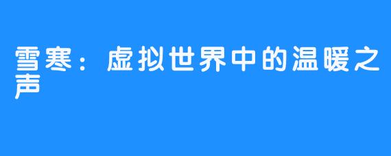 雪寒:虚拟世界中的温暖之声