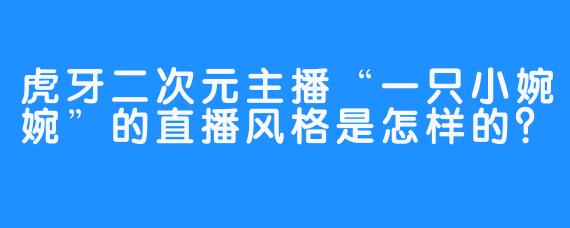 虎牙二次元主播“一只小婉婉”的直播风格是怎样的？