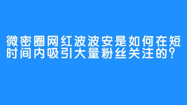 微密圈网红波波安是如何在短时间内吸引大量粉丝关注的？