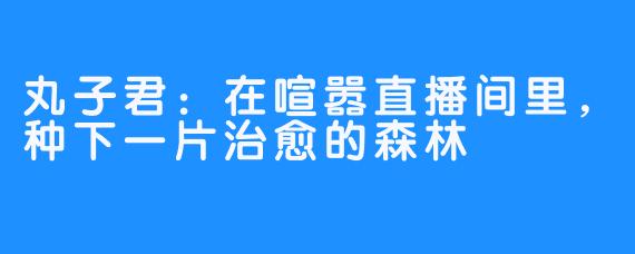 丸子君:在喧嚣直播间里,种下一片治愈的森林