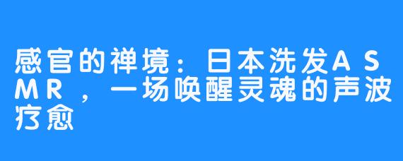 感官的禅境:日本洗发ASMR,一场唤醒灵魂的声波疗愈
